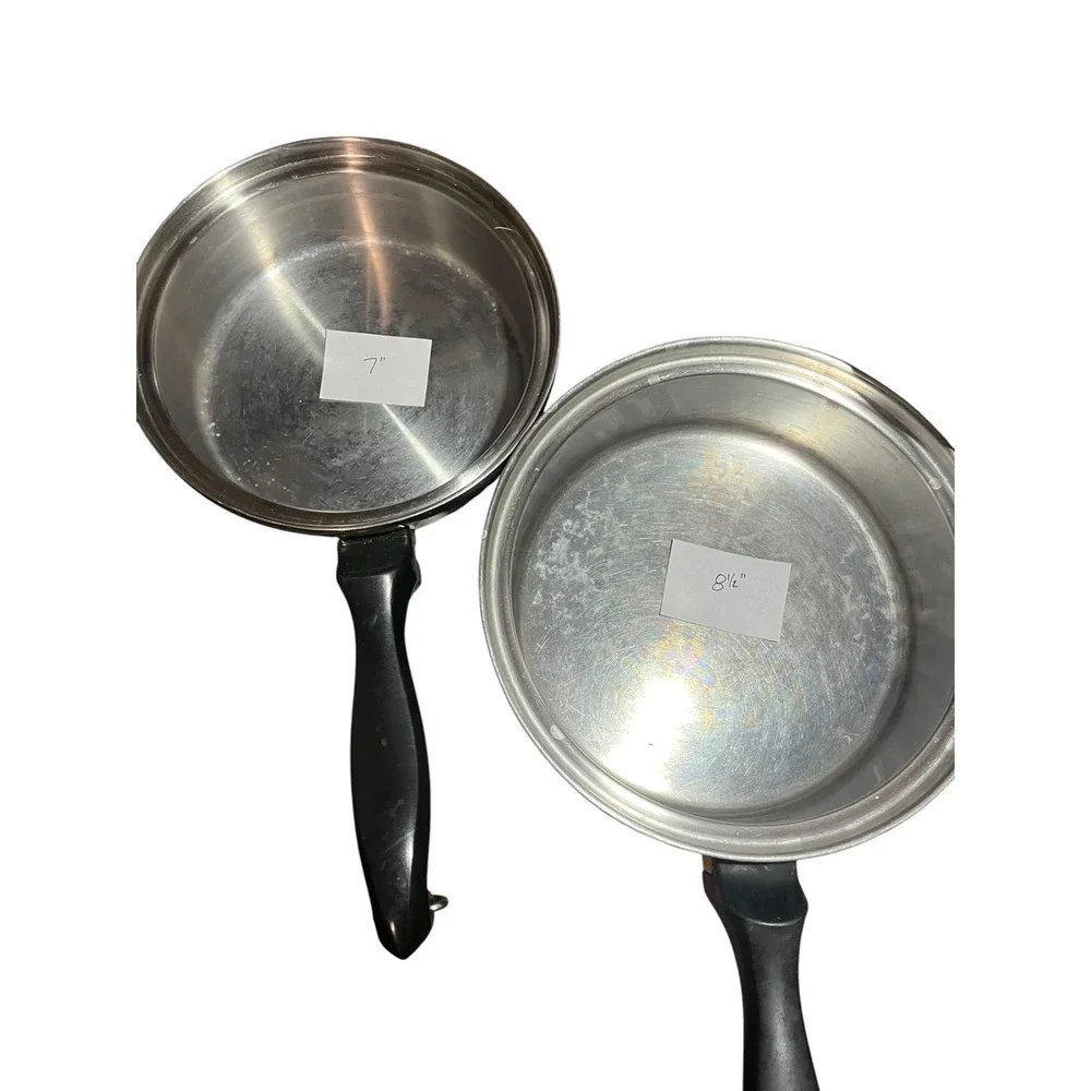 Vtg Chef's Ware Multi-Ply Stainless Steel Cookware Set 5 Pots Pans w/3 Lids lot